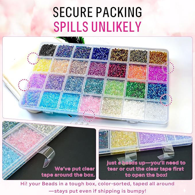 14000Pcs 2.5mm Glass Seed Beads Kit with Large Hole, 28 Colors Uniform Beads for Jewelry Making Supplies, DIY Crafts Bracelets Necklaces Earrings Jewelry Making Kit