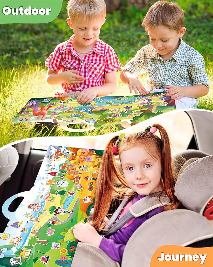 walenced reusable sticker book for toddlers, stickers for kids, toddler sticker book, toddler craft activities, toddler travel toys ages 3 and up boy girl birthday gifts