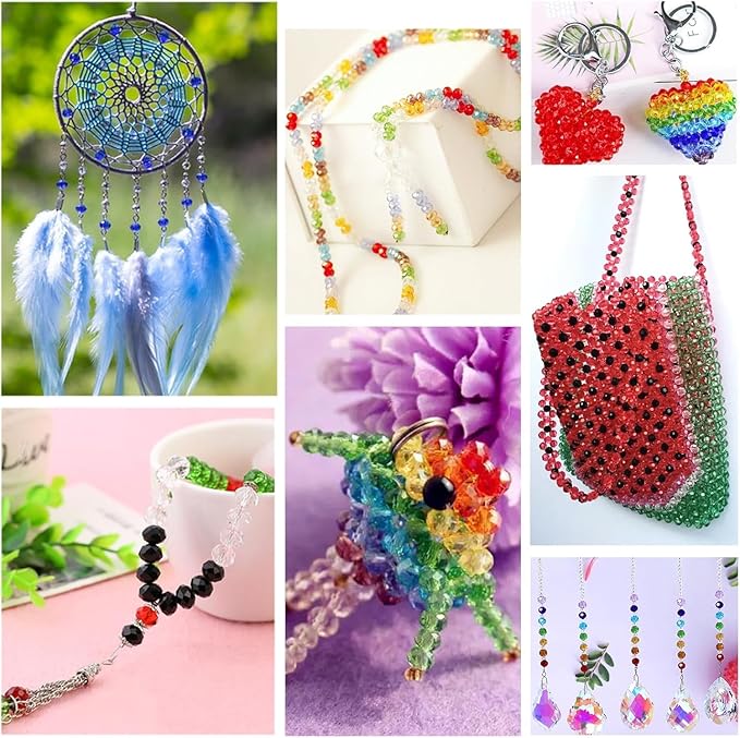 1000 Pcs Rondelle Faceted Glass Beads Crystal Glass Beads for Jewelry Making 4/6/8mm Faceted Briolette Rondelle Bead with Container for Earrings,Necklaces,DIY Beading Projects (Mix)