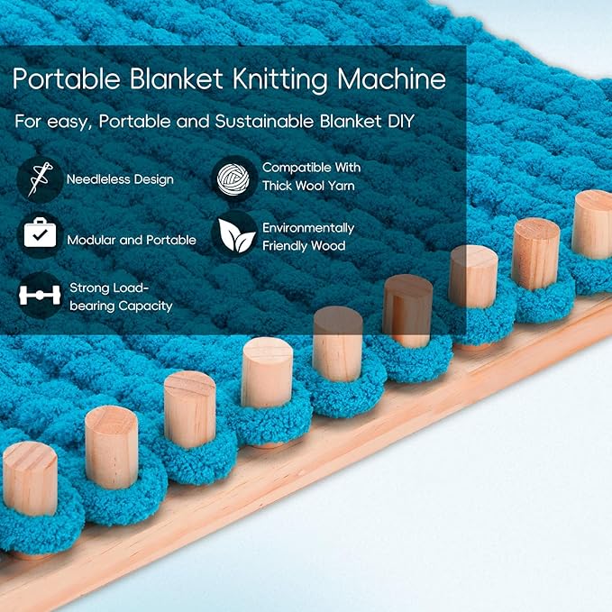 LITURTOO 41" Chunky Blanket Loom - Loom for DIY Throw Blankets, Adjustable Size Hand Knitting Yarn Chunky,No Needles Required,Beginner Friendly Yarn Craft