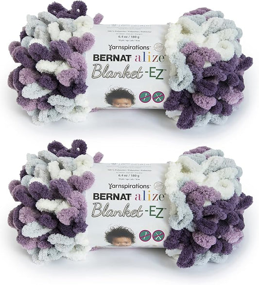Bernat Alize Blanket-EZ Super Soft Looped Yarn for Beginners, Hand Knitting- No Needles or Hooks Needed, Thistle, 2 Pack