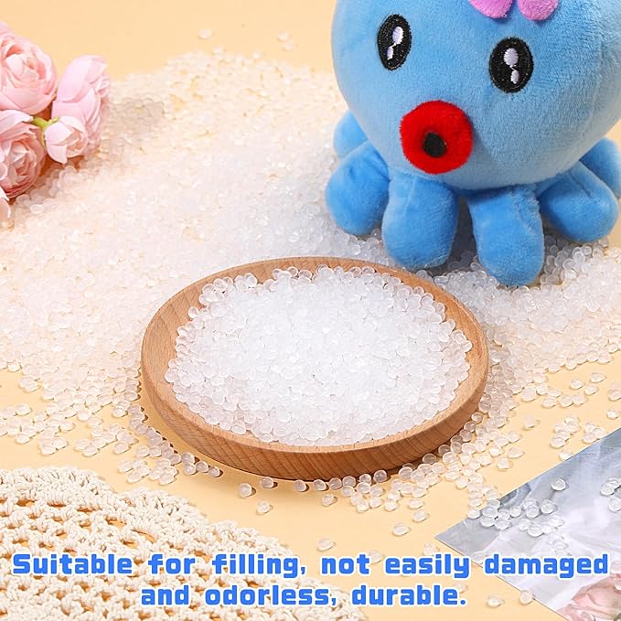 FTEVEN 100g/3.52oz Stuffing Beads, Premium Plastic Weight Stuffed Beads, Poly Pellets Weighted Stuffing Bead with Black Eyes for Stuffed Animals, Bean Bags DIY Crafts
