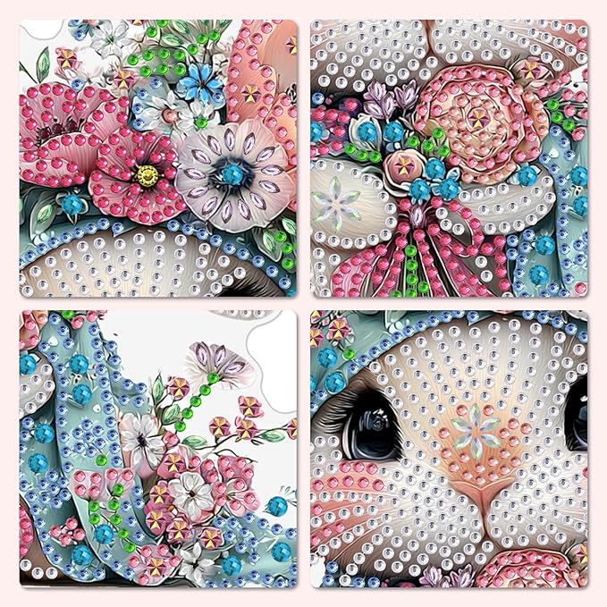 MXJSUA Diamond Art Hanging Kits for Adults Beginners, DIY Acrylic 5D Special Shaped Crystal Diamond Gem Art Painting Hanging Ornament for Home Wall Decor and Gift (Easter Bunny Flowers)