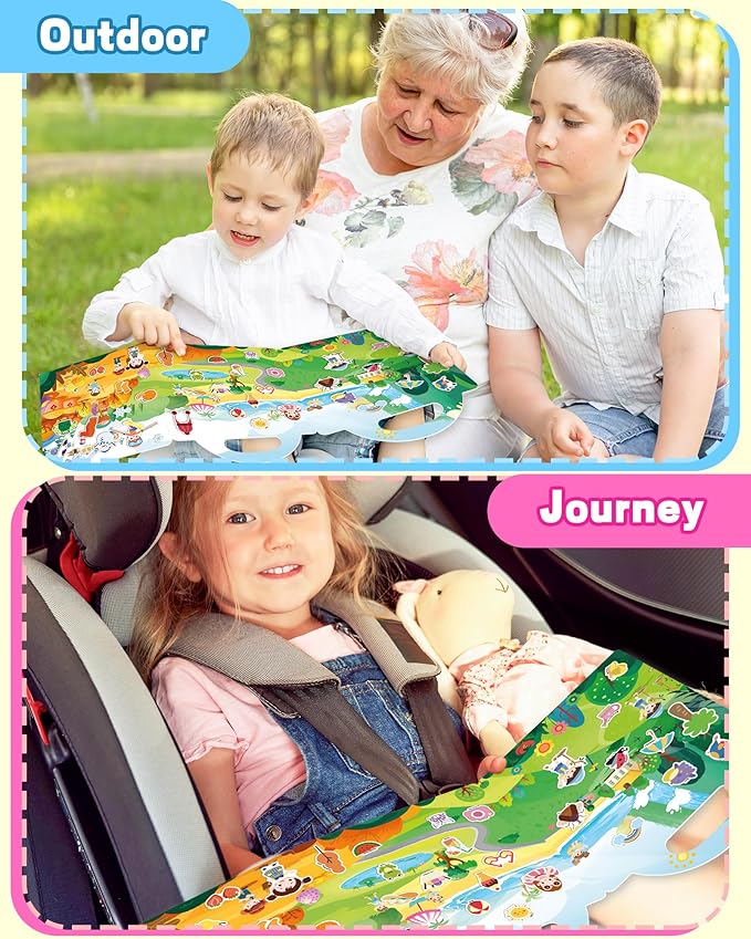 walenced reusable sticker book for toddlers, stickers for kids, toddler craft activities, toddler travel toys ages 3 and up boy girl birthday gifts