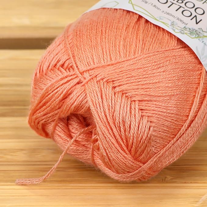 JubileeYarn Baby Soft Bamboo Cotton Yarn - 50g/Skein - COHO Salmon - 4 Skeins