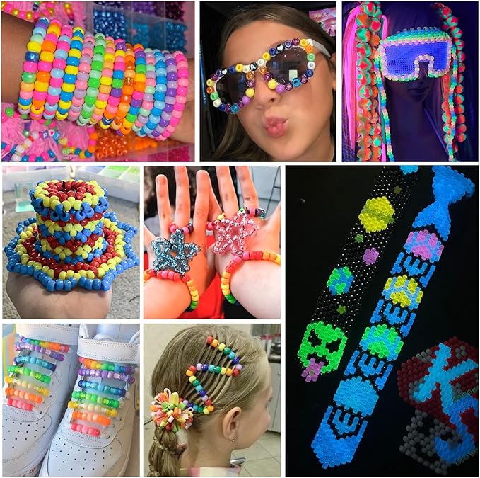 Gionlion 5250 PCS Pony Beads 30 Assorted Colors Includes Glow in The Dark Bead, Kandi Beads for Jewelry Making, Friendship Bracelet, 6x9mm Hair Bead for Braids in Shock Resistant Packaging