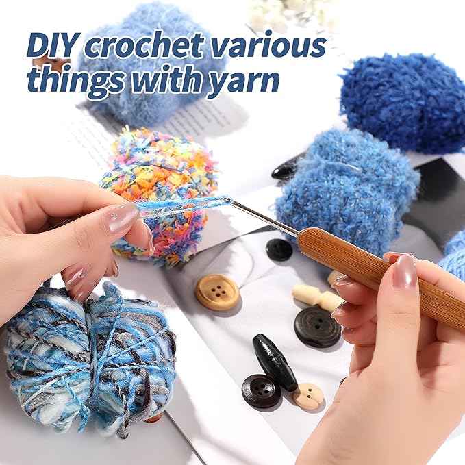 20 Pcs of 2-Yard Original Art Yarns - for DIY Art Yarns for Jewelry Making, Junk Magazines, Knitting, Crafts, Textile Decorative, Tassels, Vintage Yarn Card Making (Lake Blue)