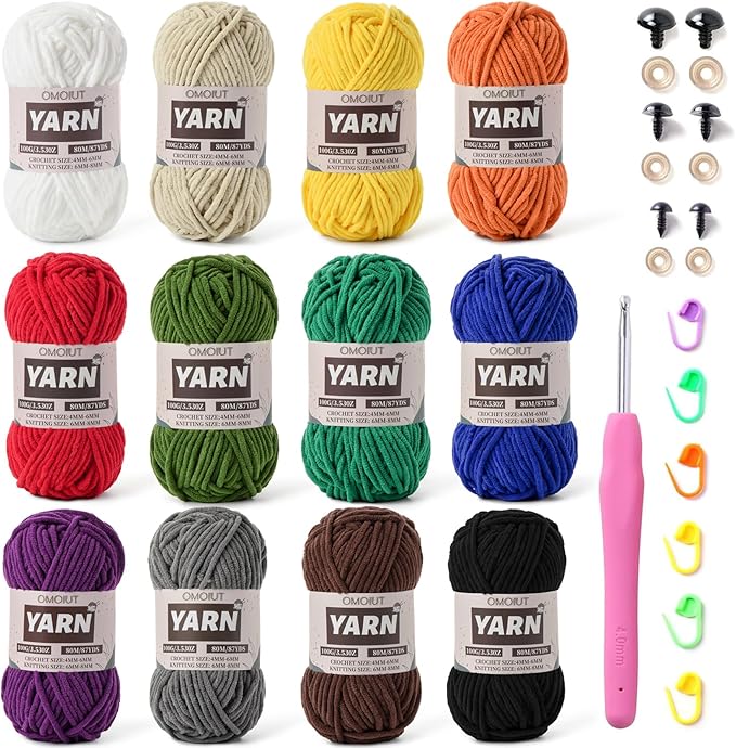 12 Pack Chunky Chenille Yarn for Crocheting, Bulky Velvet Yarn for Crochet, Baby Yarn for Crocheting Soft Blanket, 42.3 oz (1050 yds) Amigurumi Yarns for Craft Set B
