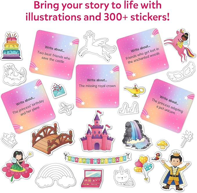 Skillmatics Storybook Art Kit - Create Fairytale Stories, DIY Craft & Writing Kit with 300+ Stickers, Scrapbooking & Journal Activity, Easter Gifts for Kids Ages 5, 6, 7, 8, 9, 10