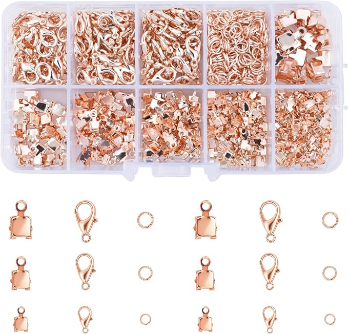 Mandala Crafts 300 Pcs Rose Gold Cup Chain Ends SS12 SS16 SS18 SS20 SS24 SS30 Rhinestone Chain Connectors Jewelry Finding Kit for DIY Iced Out Bracelet Necklace Earring Charm Pendant Making