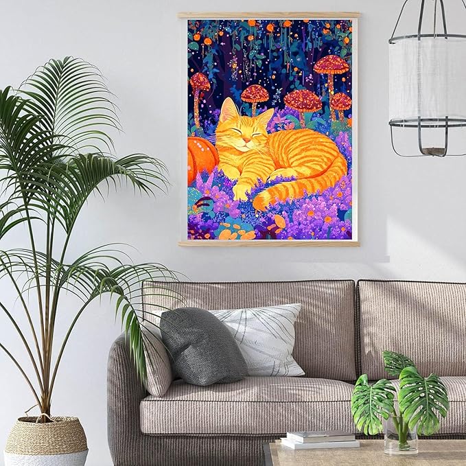 igoodom Cat Diamond Art Kits for Adults, Cat Diamond Painting Kit, Full Drill Round Diamond Art Kits, DIY Gem Art and Crafts for Home Wall Decor Gift 12x16inch