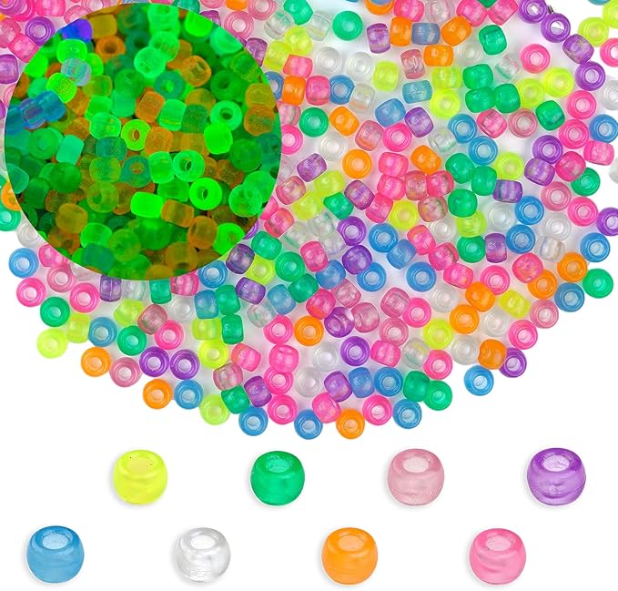 1000pcs Pony Beads, 15 Color Kandi Beads for Bracelets Making Kit, Hair Braids Crafts Jewelry Making Crafts Friendship Necklace Earrings DIY (Night Light Mixed Color)