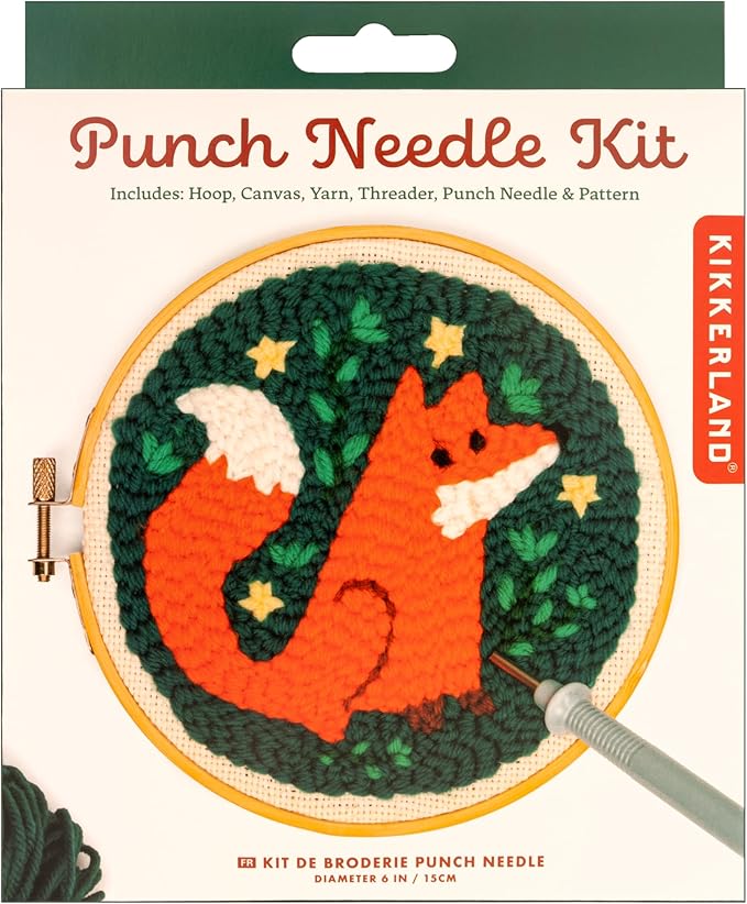 Kikkerland Punch Needle - Fox - Includes Everything Needed