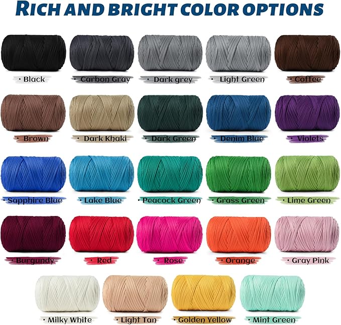 Elastic Fabric T Shirt Yarn for Crocheting，Beginner Crochet Yarns with Polyester Spandex Blend,Total 400g/114yds Soft Tshirt Yarn for Crochet Crafts/Bags/Baskets（Light Yellow）