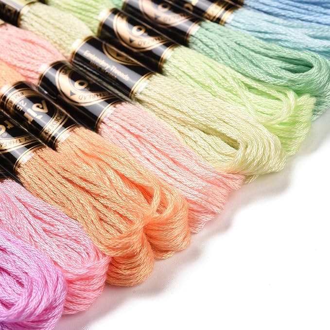 FASHEWELRY 105 Yards Crewel Cross Stitch Floss 1mm Polyester Embroidery Floss Thread Embroidery Thread Bulk for Jewelry Making Bracelet Knitting Stitch Supply (Spring Color)