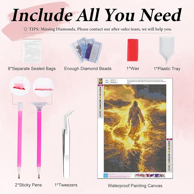 Yezavesu Jesus Diamond Art Kits for Adults, Jesus 5D Diamond Painting Kit for Beginners, DIY Round Full Drill Painting with Gem Art Kits for Home Wall Decor 12x 16 Inch
