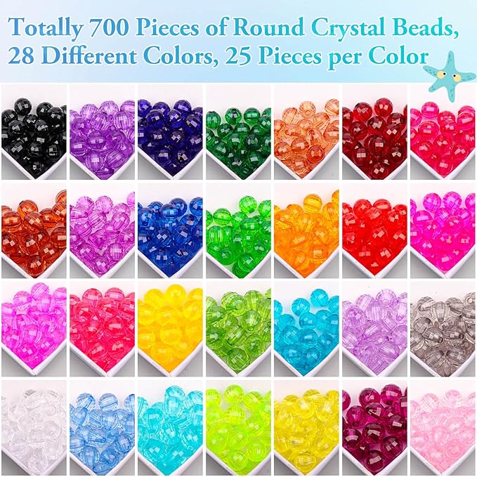 Paxcoo 700 Pcs Crystal Acrylic Beads Faceted Bicone Gem Beads for Jewelry Making (8 MM)