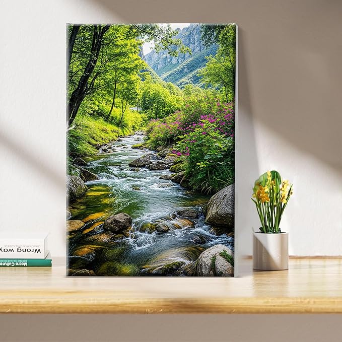 JOOZ Landscape Paint by Numbers Kit for Adults with Frame Mountain Paint by Number with Easel Forest Oil Painting Kits for Home Wall Decor 8 x 12 Inch