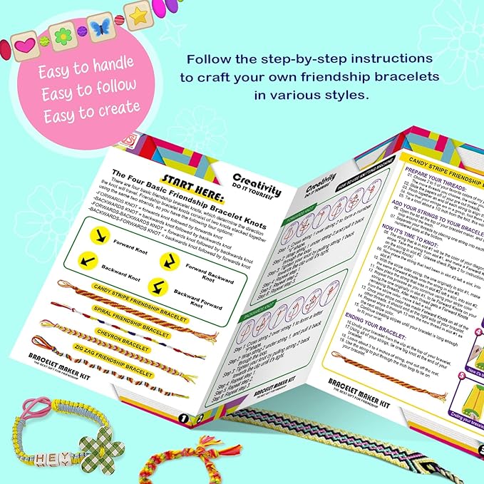 bracelet making kit for girls - friendship bracelet kit - christmas gifts for ages 6 7 8 9 10 11 12 year old girl birthday gifts, arts and crafts for kids ages 8-12 teen bracelets diy maker light blue
