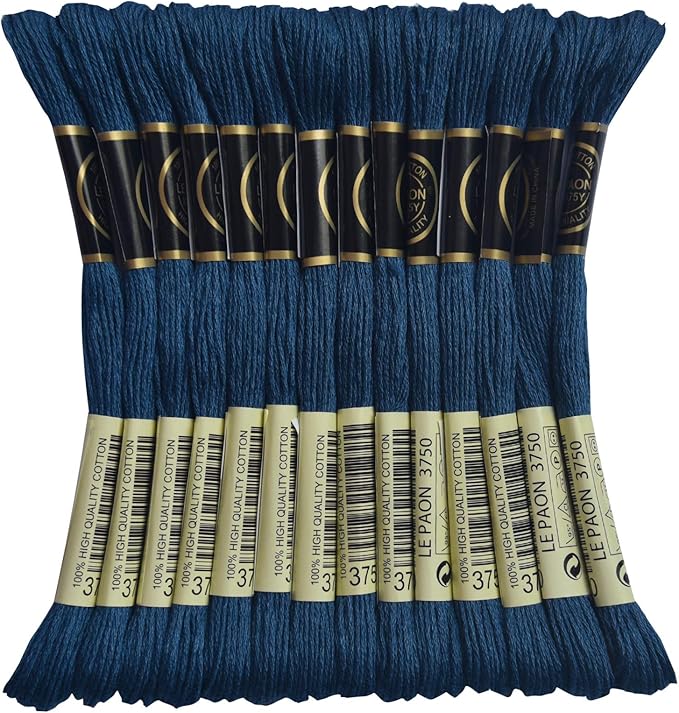 LE PAON Embroidery Floss, 14-Pack Six Strands 100% Long Staple Cotton Embroidery Thread, 8.7-Yard，Color Number：3750,Dark Antique Violet