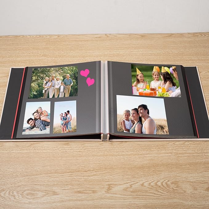 Large Photo Album Self Adhesive for 4x6 8x10 Magnetic Scrapbook Album DIY 60 Black Sticky Pages Linen Cover Photo Album(Beige)