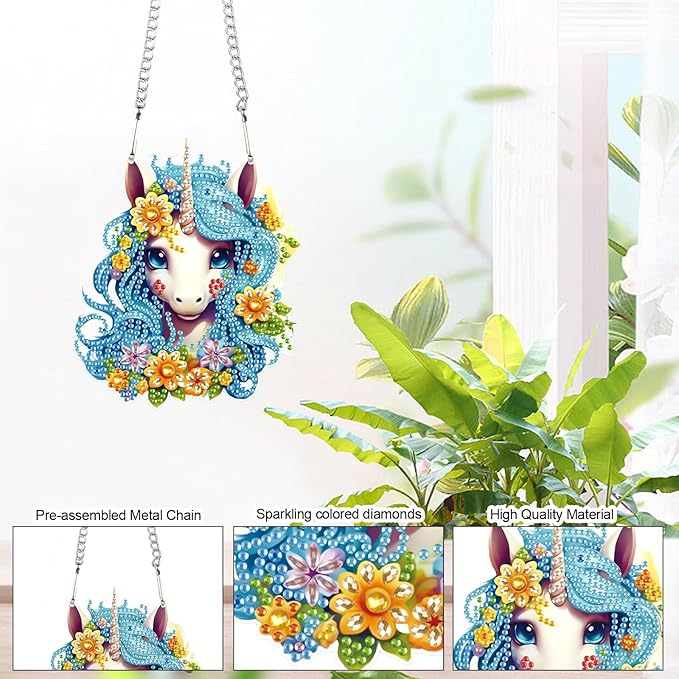 AiYuanzsh Animal DIY Acrylic Diamond Art Painting Pendant Kits Special Shaped Rhinestone Round Diamond Art Window Pendants Home Garden Wall Hanging Kits Home Wall Decor Gift