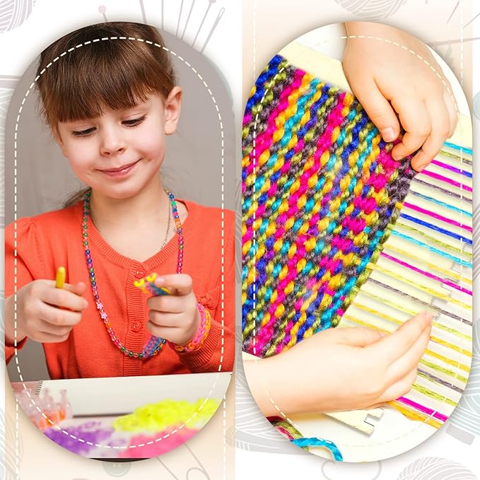 Minatee 18 Pcs Beginners Wooden Loom Notched Weaving Loom Basket Weaving Tools for Kids Adult Art Craft Activity Jewelry Motor Skills Crochet Knitting Sewing Teaching Educational, 6 x 9 in