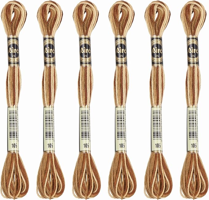 PATIKIL 6 Skeins Embroidery Floss, Polyester Embroidery Threads Bracelets String for Cross-Stitch Hand Embroidery, Brown