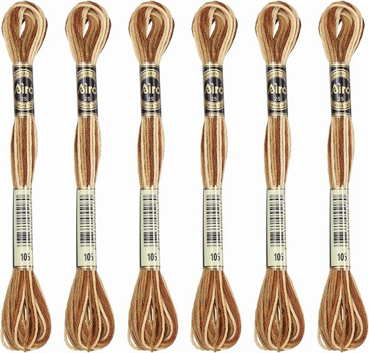 PATIKIL 6 Skeins Embroidery Floss, Polyester Embroidery Threads Bracelets String for Cross-Stitch Hand Embroidery, Brown