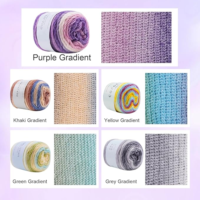 Cake Yarn for Crocheting,Colorful Crochet Yarn 3x100g 60% Cotton 30% Acrylic 10% Wool,Soft Fluffy Gradient Ombré Cotton Yarn for Crocheting Sweater,Blanket,Glove