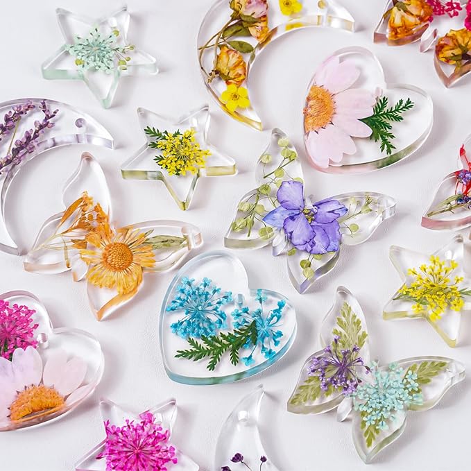 Resin Jewelry Molds, 4pcs Resin Earring Molds with Holes Keychain Making Kit, Butterfly Star Moon Heart Silicone Mold for UV Epoxy Crafts DIY Earrings, Necklace, Pendants, Keychains