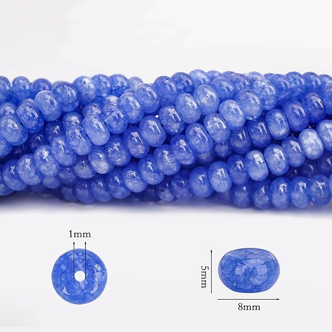 2 Strands (150PCs) Sky Blue Jade Rondelle Beads, 5 * 8mm Gemstone Loose Spacer Abacus Disk Beads for DIY Bracelet Necklace Earrings Jewelry Making, Craft Supplies Beading Kit