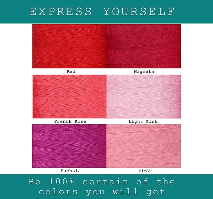BlesSew Sewing Thread in Red & Pink Color Tones – 6 Spools of Polyester Thread for Sewing Machine for Beginners, Hand Stitching & Quilting - 1000 yds per Spool