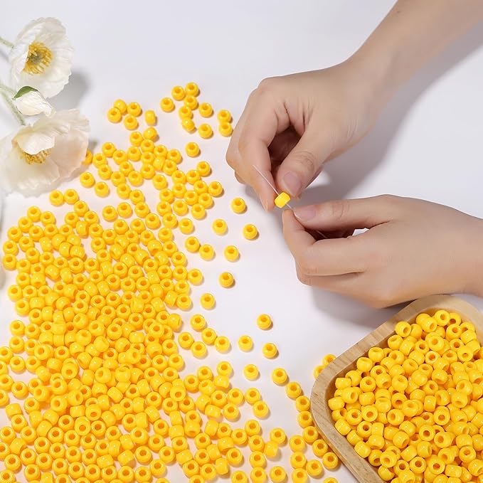 Orange Pony Beads 1000Pcs 9mm Pony Beads Bulk Beads for Friendship Bracelets Kandi Beads Hair Beads for Braids Beads for Crafts Orange Perler Beads