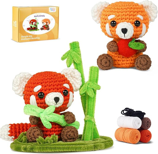MOREJMTT Crochet Kit for Beginners, Crochet Animal Kits, Crocheting Kit for Starters, Learn to Crochet with Step-by-Step Video Tutorials, Beginner Crochet Kit for Adults(Panda)