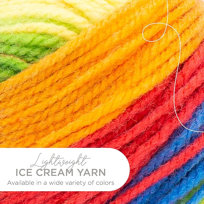 Lion Brand Yarn, Ice Cream Baby Yarn for Knitting, Crochet, and Crafts, Hokey Pokey, 1 Pack, DK Weight Colorful Acrylic Fiber for Baby Blankets, Hats, and Sweaters