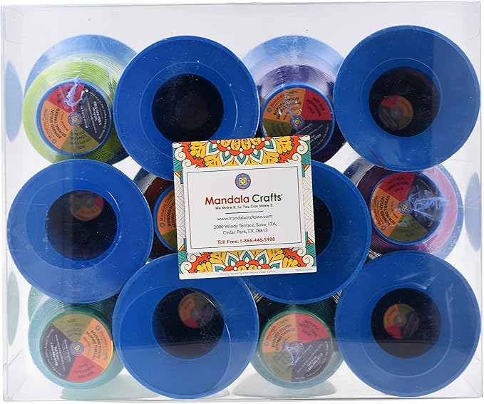 Mandala Crafts Size 92 280D T90 Bonded Nylon Thread - 12 Vibrant Colors 2400 YDs Tex 90 Heavy Duty Sewing Threads for Leather, Jeans, Weaving, Outdoor Marine Upholstery