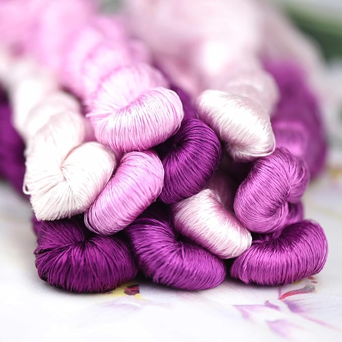 Natural 100% Silk Thread, Handmade Embroidery Thread Silk Floss 10 Colors 110m Each (65)
