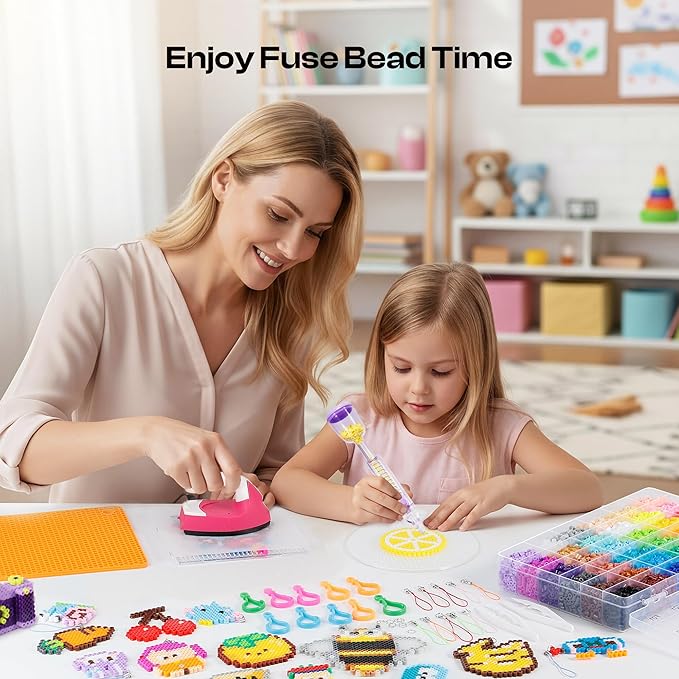 Caydo Fuse Beads Iron Kit with Fuse Bead Pen & App for Enthusiast, 10500pcs 36 Colors 5mm Complete Iron Beads for Kids Kit for Gift Holiday Home DIY Art & Craft Creative Projects