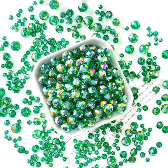 laopottbeads 1200pcs 4mm crystal glass beads for jewelry making beads for bracelets necklace pendants making supplies(malachite green)