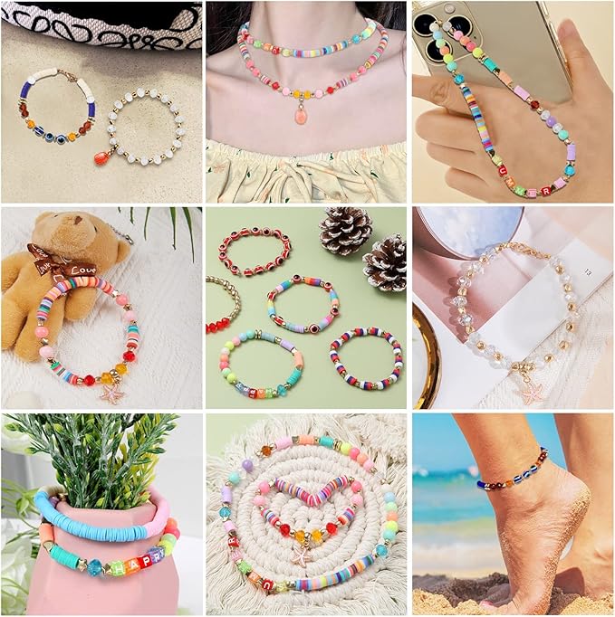 OCARDI 7000+ Pcs Bracelet Making Kit - 28 Colors Clay Beads for Bracelet Making-Friendship Bracelet Kit with Gift Pack - Bracelet Making Kit for Adults-Crafts Arts for Gift