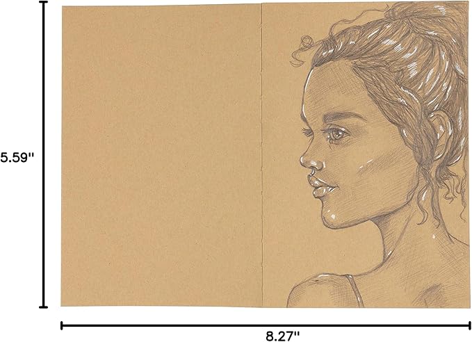 SoHo Urban Artist Open Bound Sketch Pads 10 Pack - Kraft - 5.6x8.26 - Open Coptic Bound Sketch Pads for Drawing, Calligraphy, Any Dry Media, & More - 1200 Sheets Total