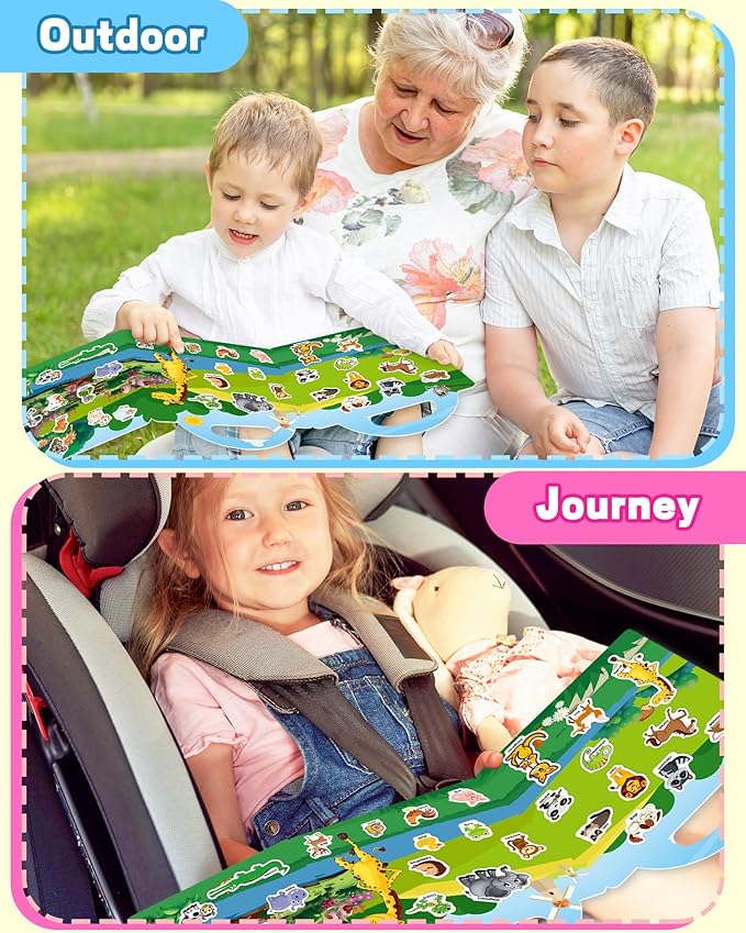 walenced reusable sticker book for toddlers, stickers for kids, toddler craft activities, toddler travel toys ages 3 and up boy girl birthday gifts