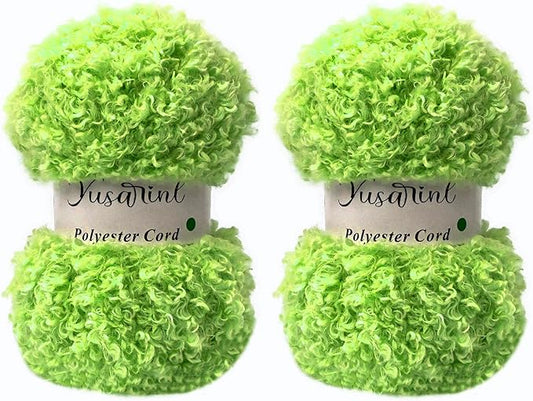 (32 Colors Available) Yusarinl 2 Skeins Teddy Bear Yarn,Fuzzy Yarn for Crochet Polyester Plush Fur for Crafts Fluffy Fuzzy for Knitting(6.7 oz, 80 yds)-Green