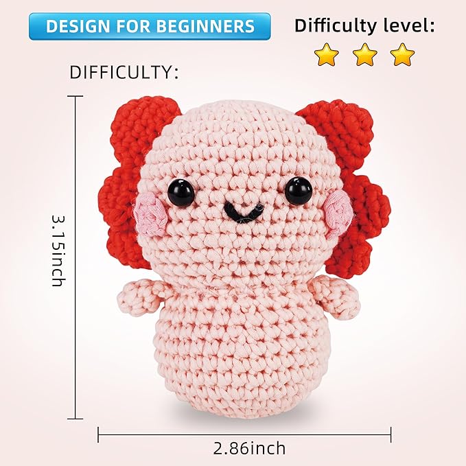 WaldyWop Crochet Kit for Beginners Adults, Wobbles Crochet Animal Kit, Complete Starter Knitting Set w/Step-by-Step Video Tutorials, Easy Yarn (Extra 40%), Hook - DIY Craft Kits, Gifts for Women