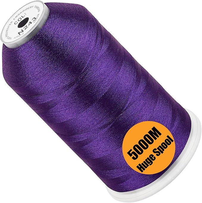New brothread - Single Huge Spool 5000M Each Polyester Embroidery Machine Thread 40WT for Commercial and Domestic Machines - Royal Purple(Janome Color)