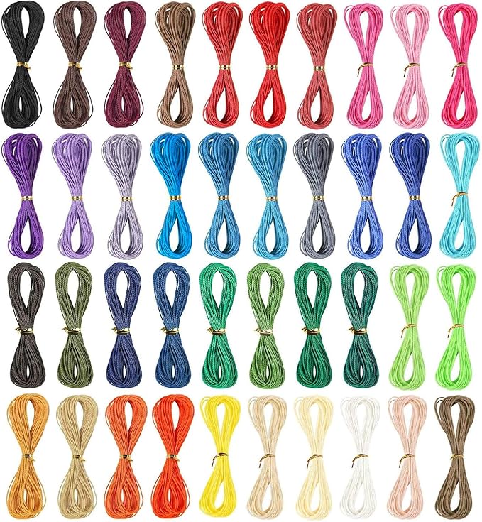 400m 40 Colors 1mm Waxed Polyester Cord Bracelet Cord Wax Coated String for Bracelets Waxed Thread for Jewelry Making Waxed String for Bracelet Making 10m for Each Color