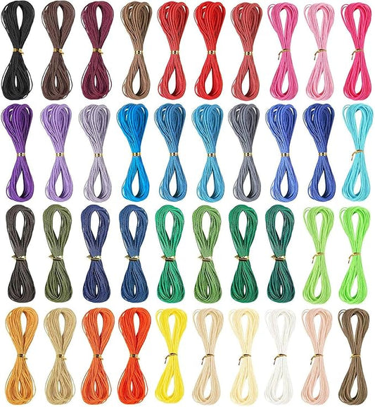 400m 40 Colors 1mm Waxed Polyester Cord Bracelet Cord Wax Coated String for Bracelets Waxed Thread for Jewelry Making Waxed String for Bracelet Making 10m for Each Color