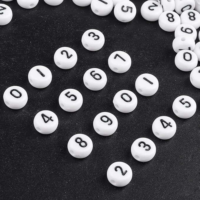1500pcs Number Beads 0-9 Bulk, Letter Beads, Alphabet Bead for Friendship Bracelets, Jewelry Making Supplies,DIY Making Kit