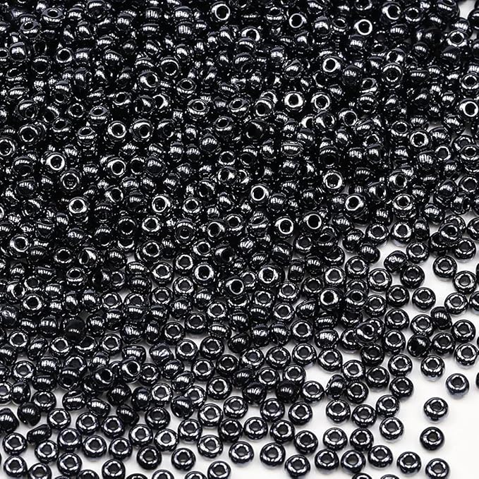 Bala&Fillic Black Pearl Color 3mm Seed Beads About 3600pcs/100Grams in Bag, 8/0 Glass Craft Beads for Making Bracelet and Necklace (Black Pearl)